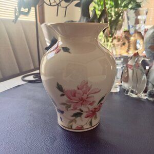 Lenox Vase in Cream & Pink Floral Design (Disc.1998 ) The Barrington Collection